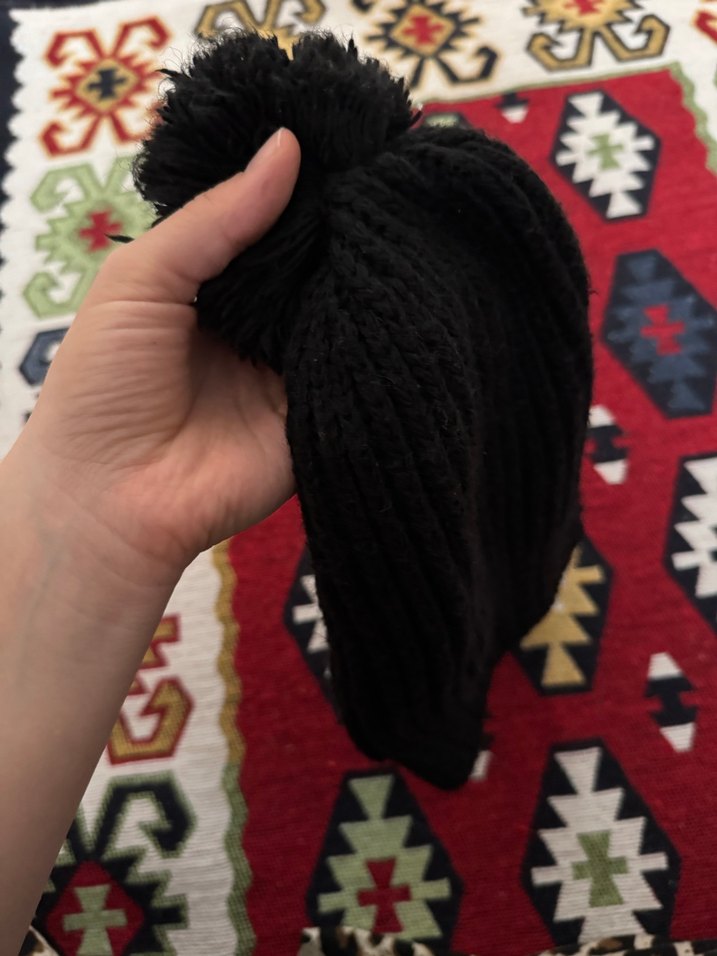 Siyah Örgü Kadın Bere - Görsel 3