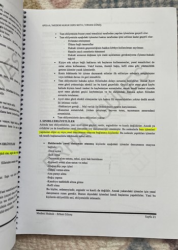  KPSS-A Medeni Hukuk Ders Notları - Erhan Güneş