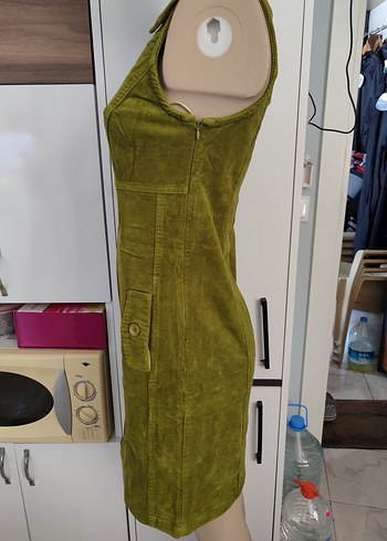 36 Beden haki Renk Bonprix Marka, Kadife, Streç elbise.