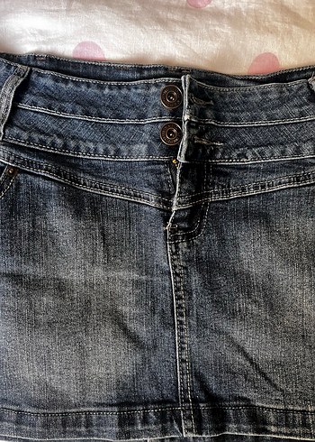 Y2k vintage mini mavi kot etek - Görsel 5