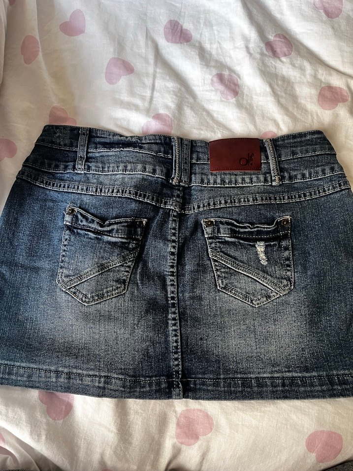 Y2k vintage mini mavi kot etek - Görsel 4