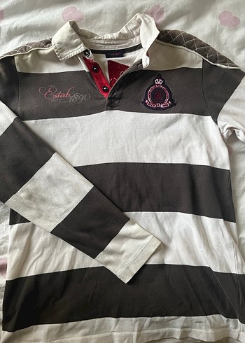 Çizgili yakalı uzun vintage uzun kollu - Görsel 9