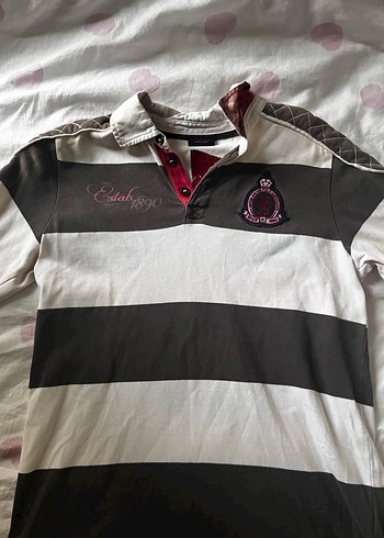 Çizgili yakalı uzun vintage uzun kollu - Görsel 8