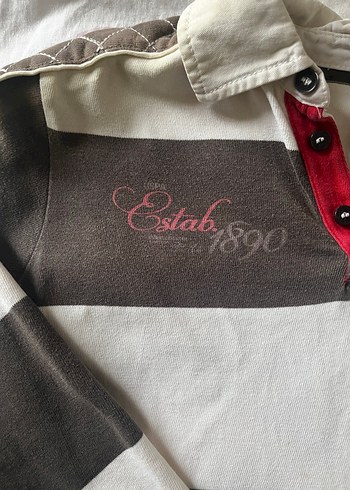 Çizgili yakalı uzun vintage uzun kollu - Görsel 5