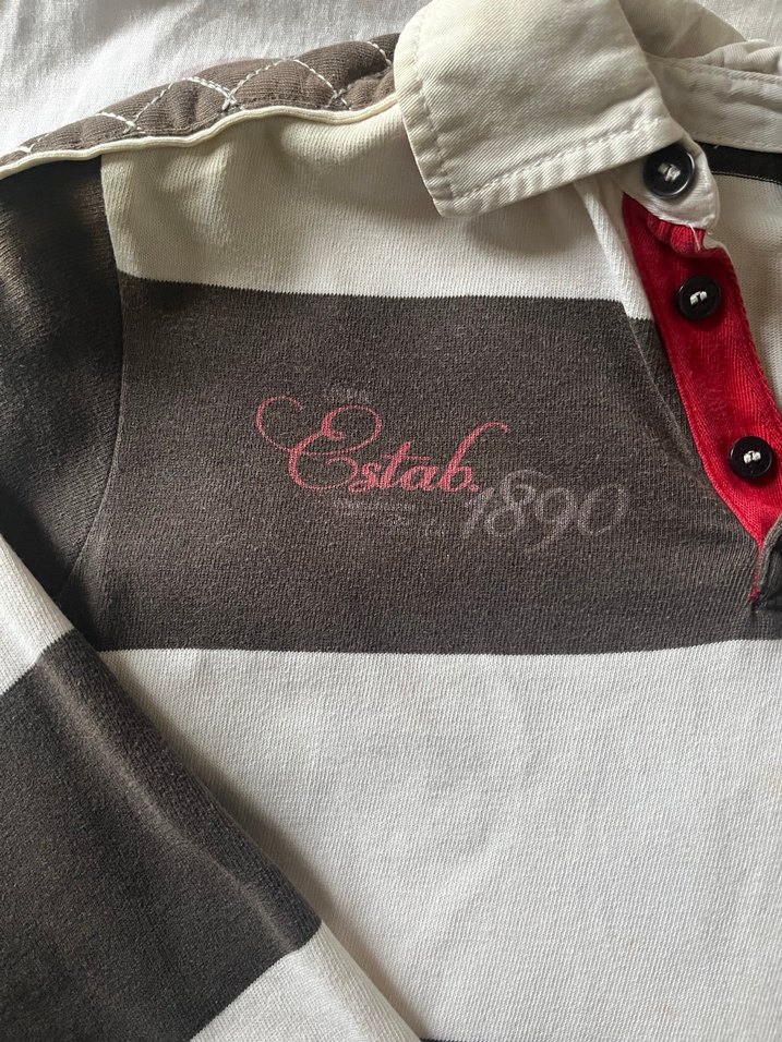 Çizgili yakalı uzun vintage uzun kollu - Görsel 5