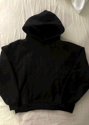 Siyah favela Nakışlı Kapüşonlu Sweatshirt - Görsel 3