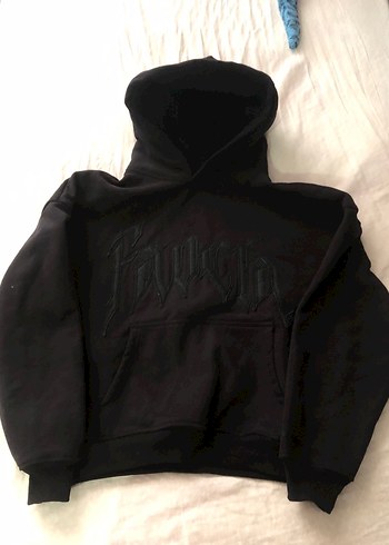 Siyah favela Nakışlı Kapüşonlu Sweatshirt - Görsel 2