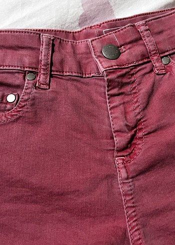 Pembe vintage Mini kot Şort - Görsel 4