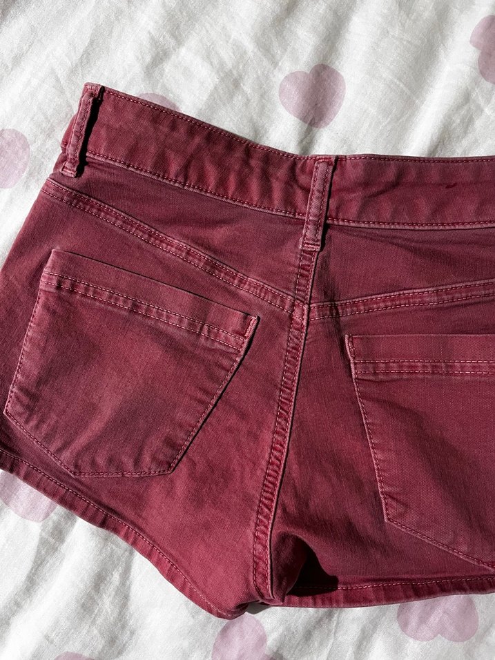 Pembe vintage Mini kot Şort - Görsel 3