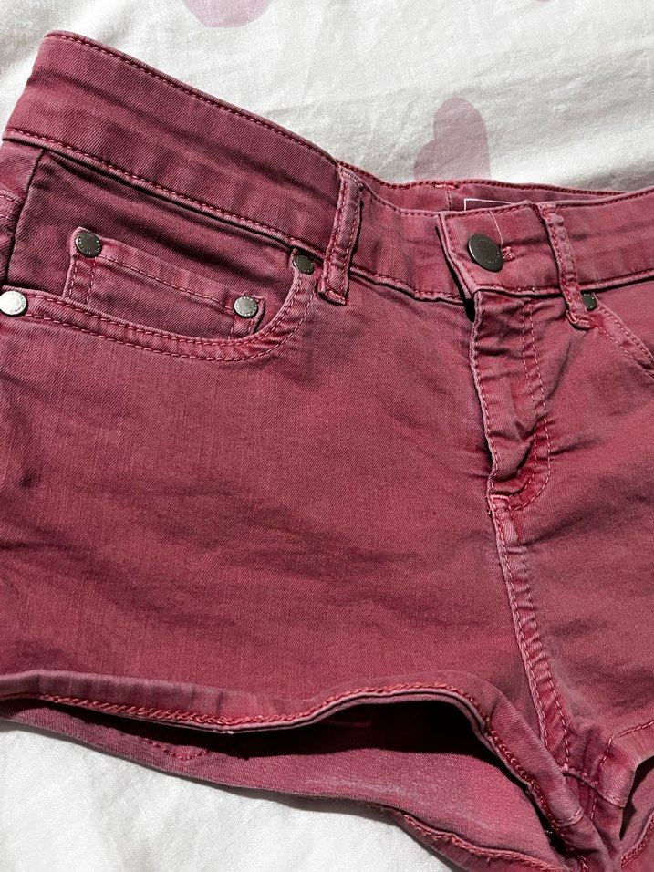 Pembe vintage Mini kot Şort - Görsel 5