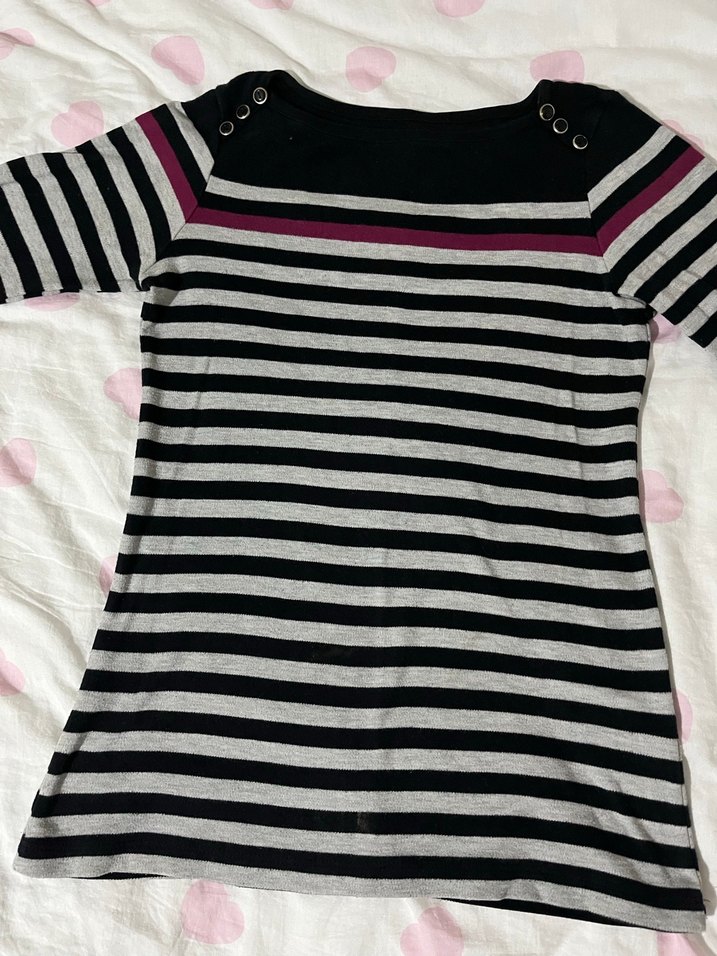 Çizgili Vücuda Oturan Gri Kadın Kazak - Görsel 3