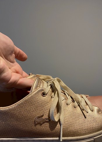Orjinal Lacoste Parlak Bej Kadın Spor Ayakkabı