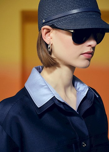 Kısa Kollu Lacivert Denim Gömlek - Görsel 5