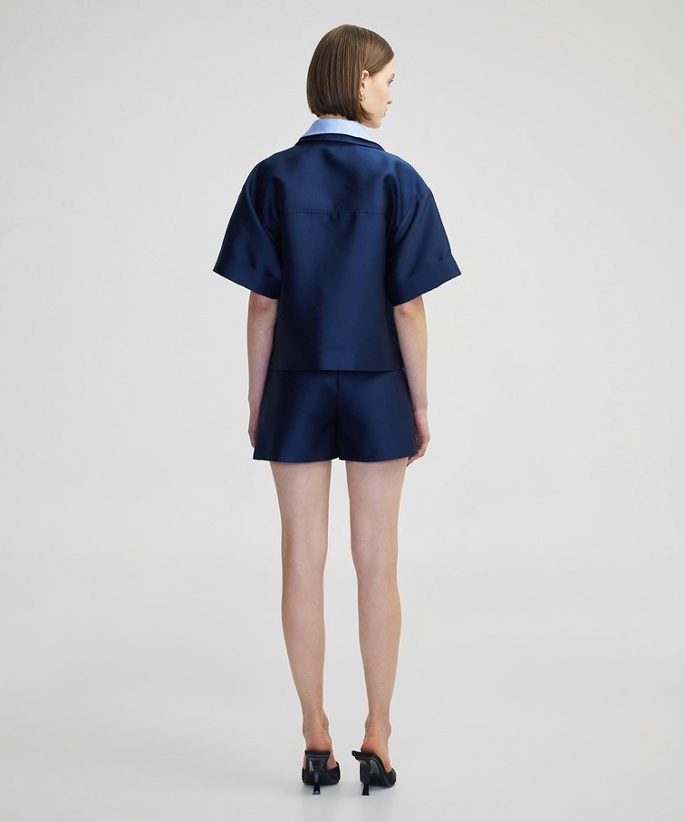 Kısa Kollu Lacivert Denim Gömlek - Görsel 4