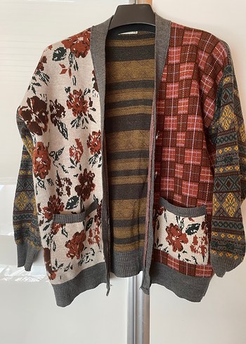 Bohem Desenli Kadın Hırka, Rahat Kesim, Midi Boy - Görsel 2