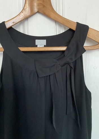 H&M Siyah Kolsuz Midi Drapeli Elbise