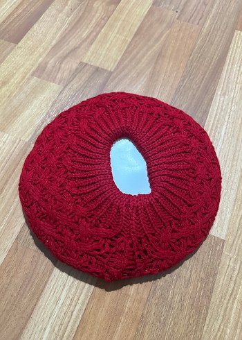 Kırmızı Örgü Bohem Kadın Bere - Görsel 2