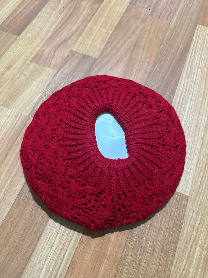 Kırmızı Örgü Bohem Kadın Bere - Görsel 2