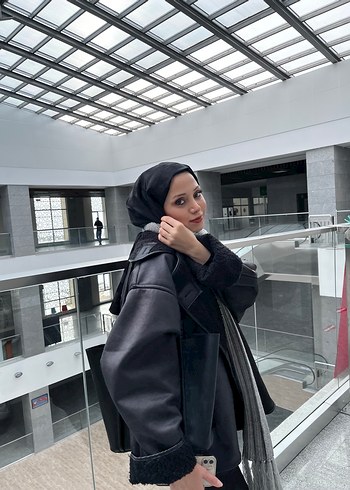 l Beden siyah Renk Gri Kürklü Siyah Midi Kışlık Kadın Ceket