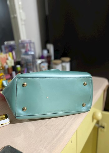 Kadın Turkuaz Deri Tokalı Çanta - Görsel 9