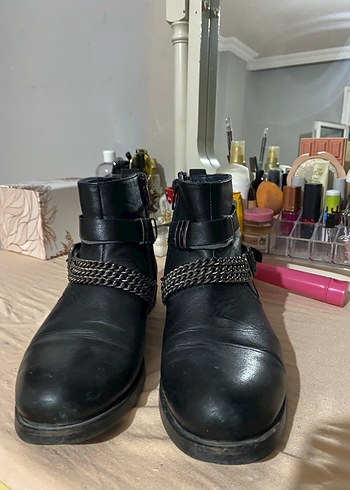 Tokalı Siyah Deri Biker Bot - Görsel 3