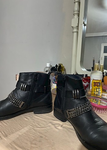 Tokalı Siyah Deri Biker Bot - Görsel 6