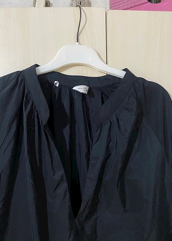 Siyah V Yaka Uzun Kollu Midi Elbise - Görsel 5