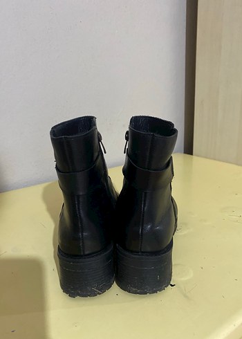 Hakiki Deri Siyah Tokalı Topuklu Kadın Bot - Görsel 5