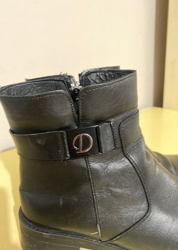 Hakiki Deri Siyah Tokalı Topuklu Kadın Bot - Görsel 6