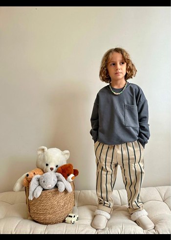 Çizgili Gri Takım Erkek Çocuk - Görsel 2
