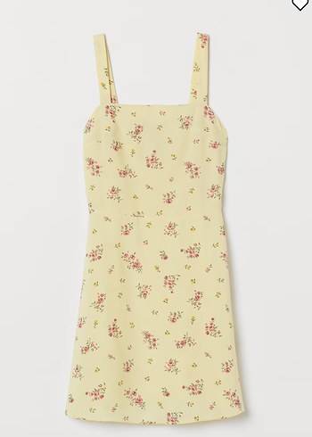 Sarı Çiçek Desenli Vintage Mini Elbise