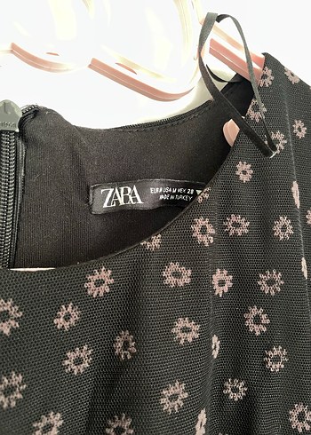 Zara Uzun Tül Kollu Siyah Drapeli Mini Elbise - Görsel 3