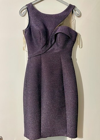 Simli midi abiye elbise - Görsel 3