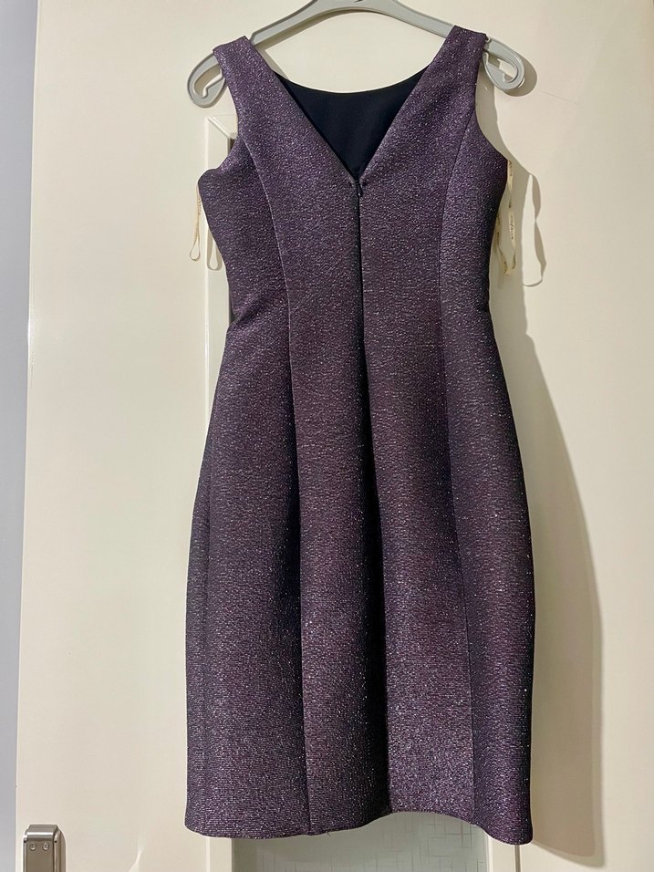 Simli midi abiye elbise - Görsel 4