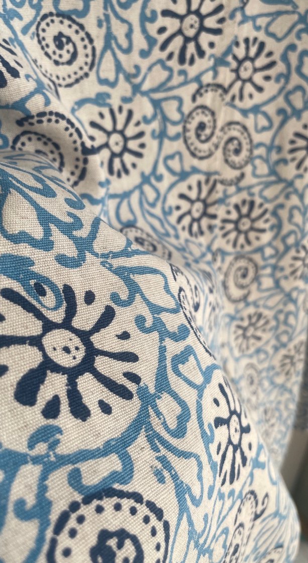 Mavi Bağlama Desenli Yırtmaçlı Uzun Etek - Görsel 3