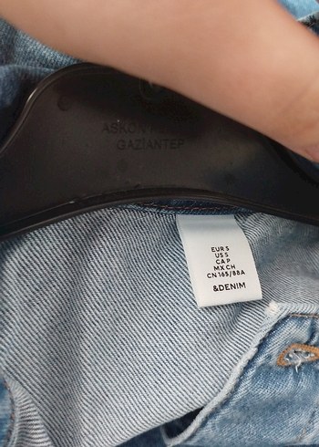 s Beden Düğmeli Uzun Mavi Denim Kadın Ceket