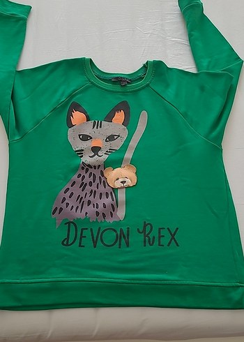 m Beden yeşil Renk Baskılı Sweatshirt