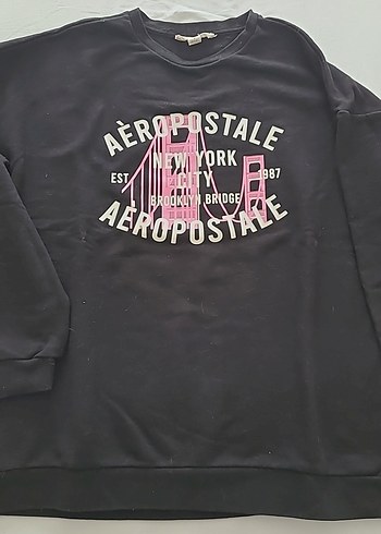 Aeropostale Kadın Pembe Baskılı uzun Kollu siyah Sweatshirt