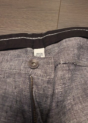 38 Beden gri Renk Düğmeli Gri Keten erkek pantolon
