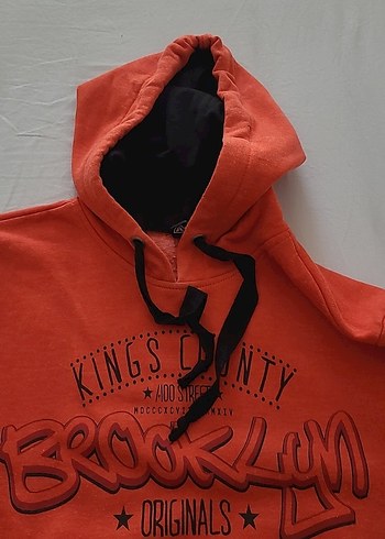 Diğer Renkli Brooklyn Baskılı Kapüşonlu Sweatshirt