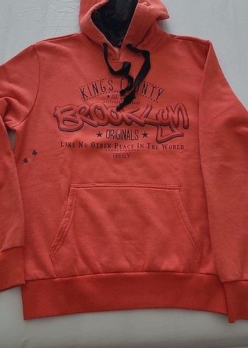 m Beden Renkli Brooklyn Baskılı Kapüşonlu Sweatshirt