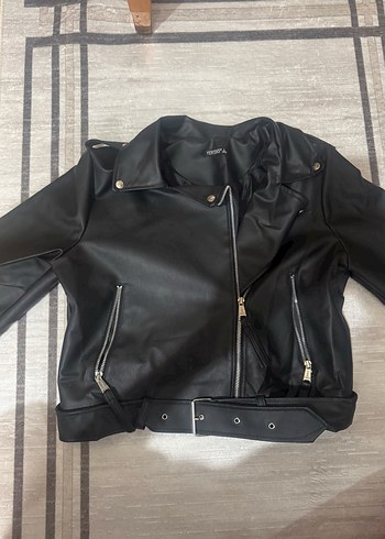 Derimod Siyah Deri Biker Ceket