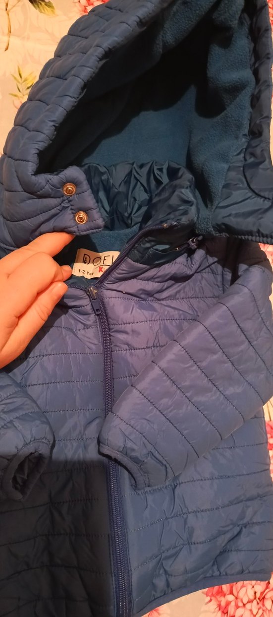 Çocuk mavi, Siyah Kışlık Fermuarlı Mont - Görsel 2