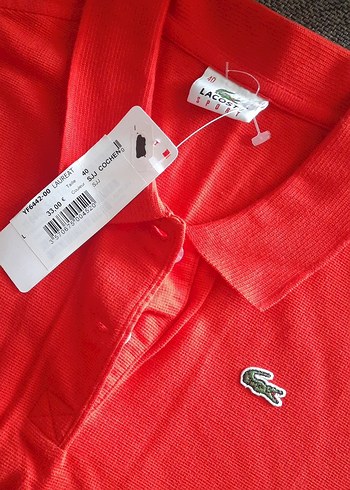 Lacoste Kadın Kırmızı Düğmeli Polo Yaka Tişört