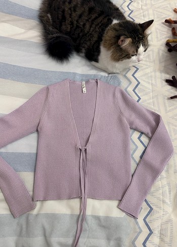 Pastel Mor V Yaka Triko Kazak - Görsel 2