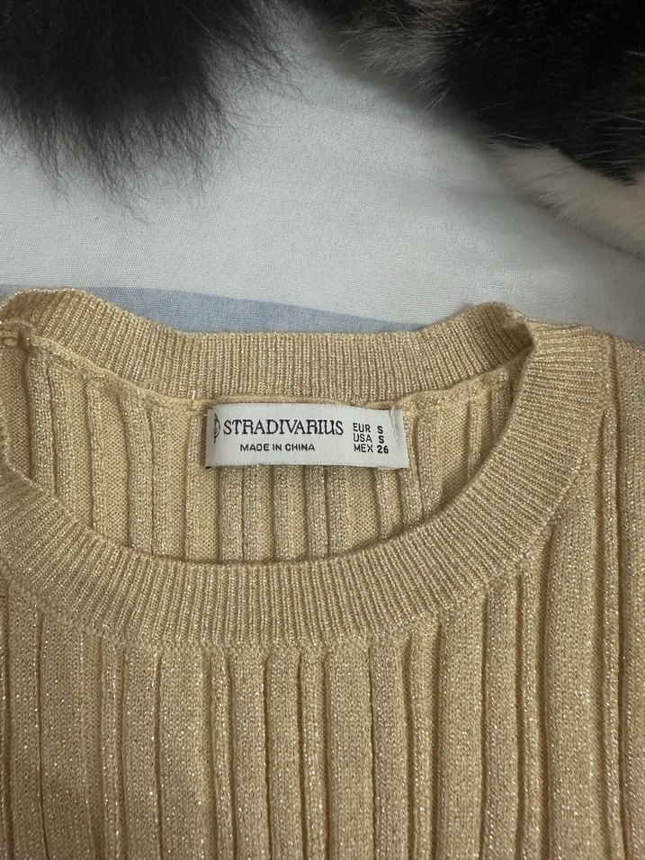 Bej Fitilli Kadın Kısa Triko Kazak - Görsel 2