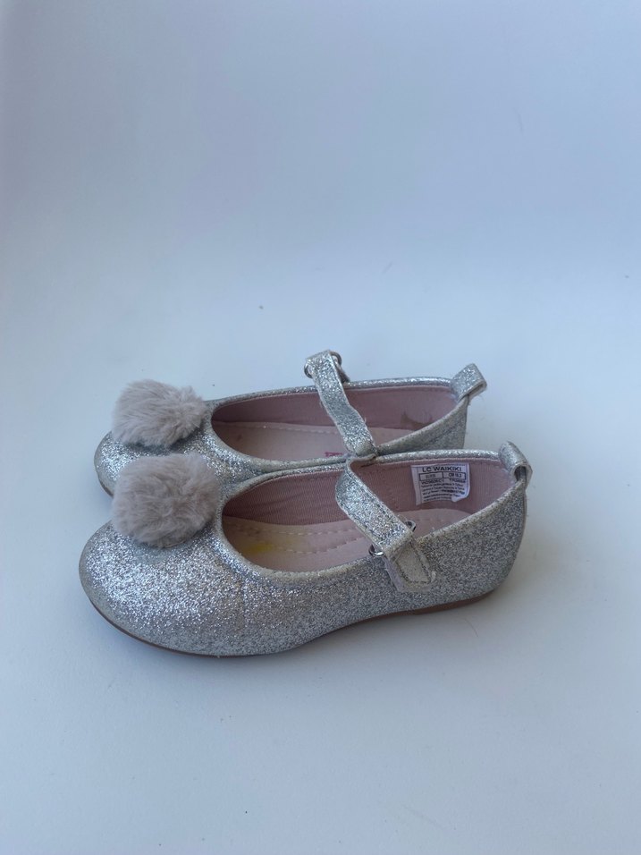 Kız Çocuk Gri Kürklü Babet Ayakkabı - Görsel 2