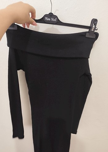 Siyah Uzun Kollu Triko Kadın Elbise - Görsel 4