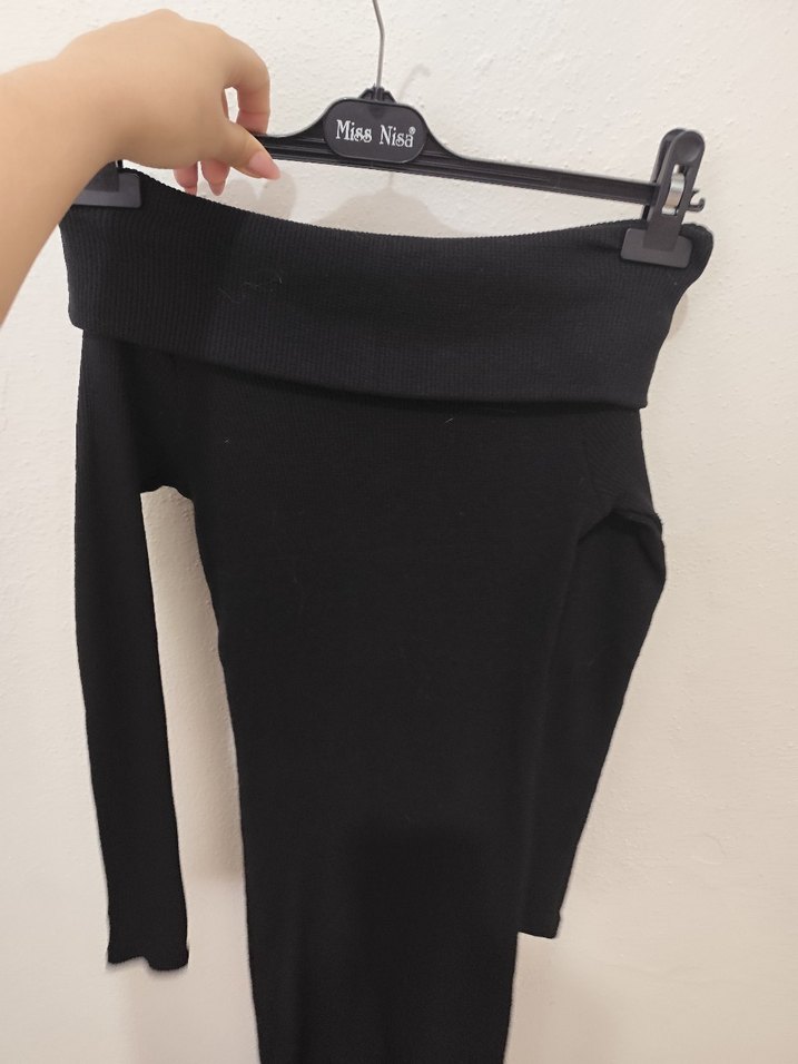 Siyah Uzun Kollu Triko Kadın Elbise - Görsel 4