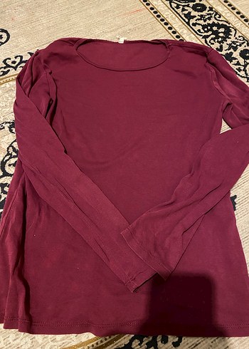 Bordo Uzun Kollu Basic Sweatshirt - Görsel 2